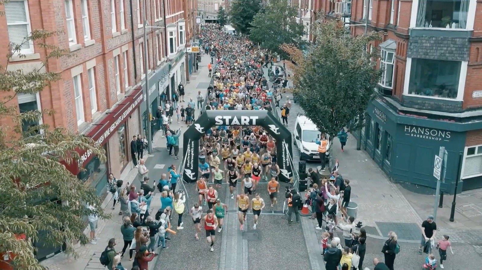 Thousands of runners on the start line of a RunThrough event